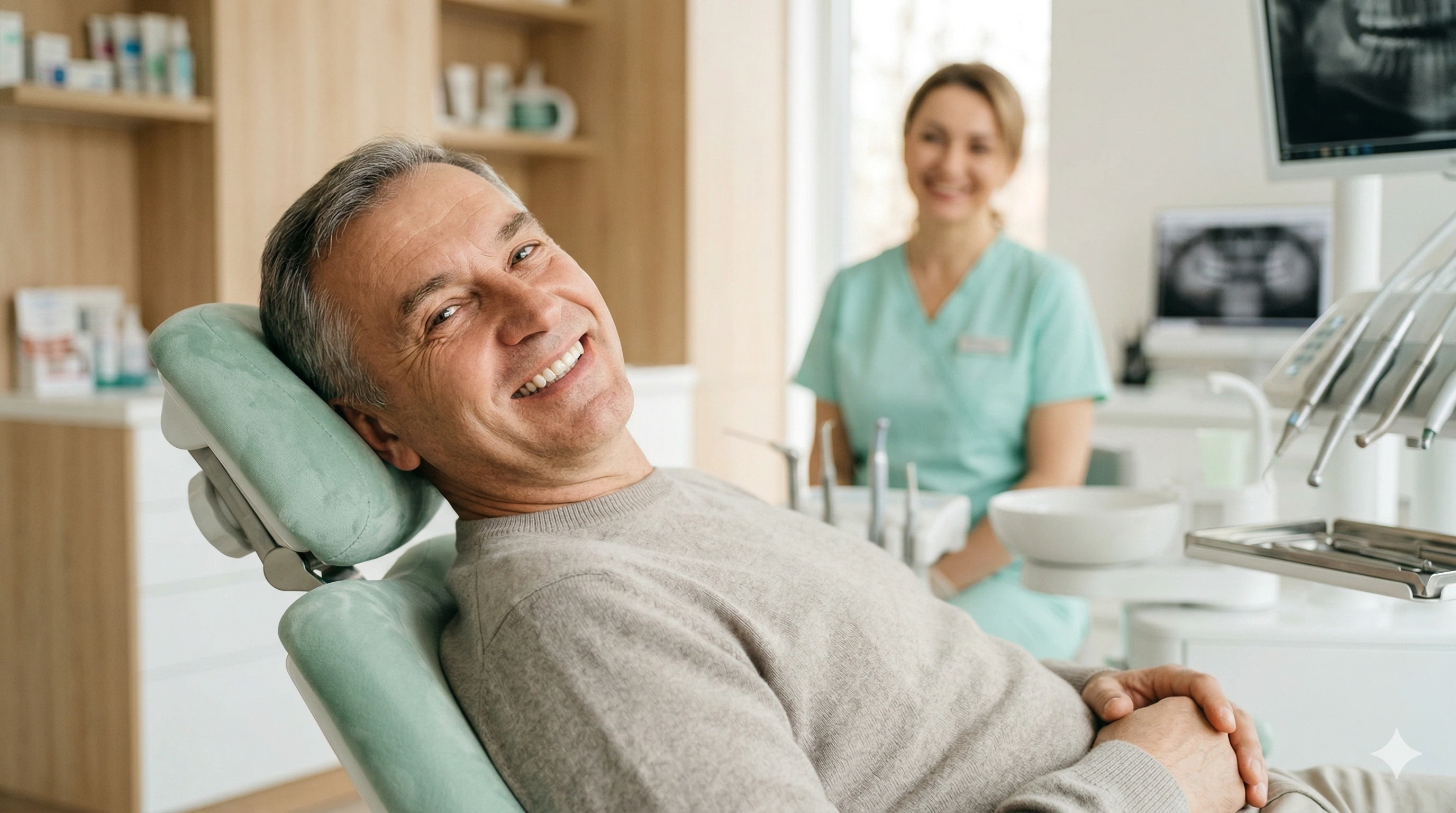 Лікар-стоматолог консультує пацієнта щодо імплантації